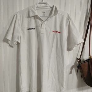 CCM White Polo Shirt Lightweight Cotton Short Sleeves
